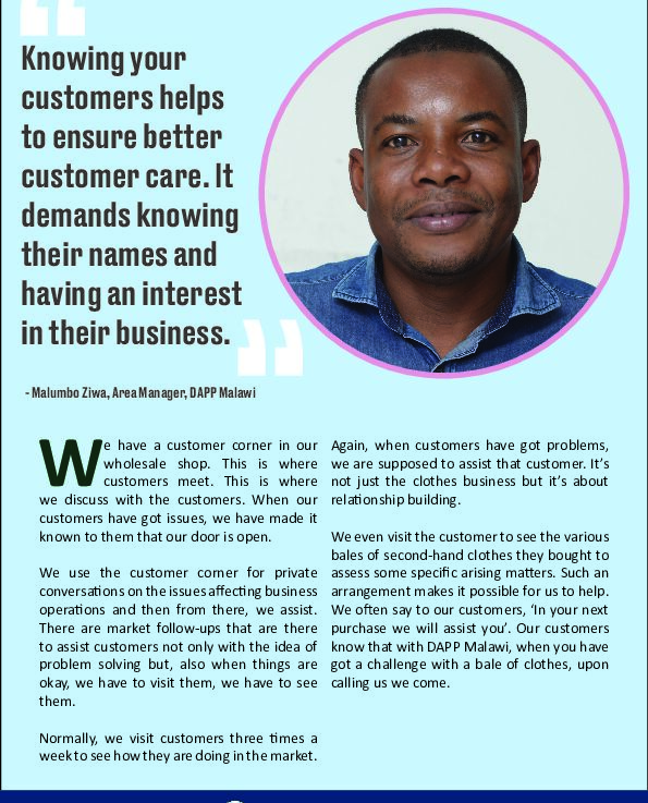 Malumbo Ziwa Area Manager DAPP Malawi